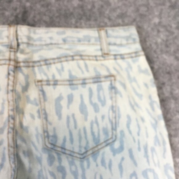 LUX Jeans 32 14 Mid Rise Straight Light Wash Leopard Print Stretch Blue Made USA - Picture 10 of 12